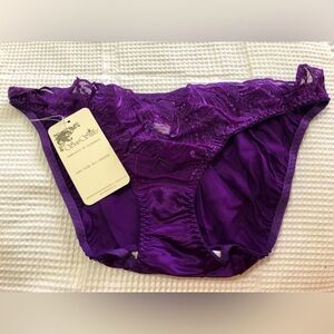 Purple 100 percent silk and lace satin panties NWT